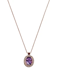 Bloomingdale's Fine Collection Amethyst, Garnet & Diamond Halo Pendant Necklace