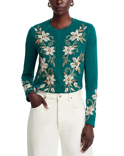 Johnny Was Floral Embroidered Tee