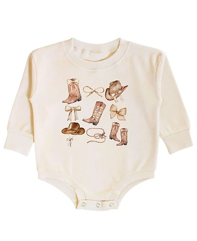 Sweet Wink Girls' Cowgirl Cutie Long Sleeve Romper - Baby