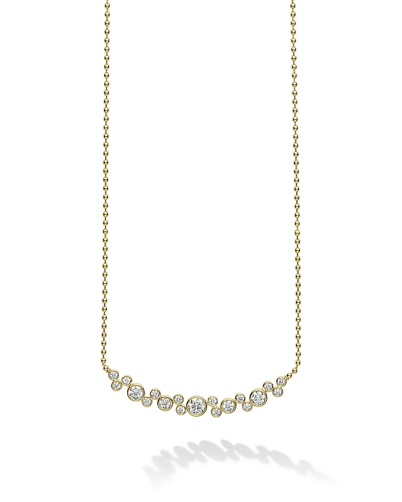 Lagos 18K Yellow Gold Fizz Diamond Bezel Cluster Collar Necklace, 16-18