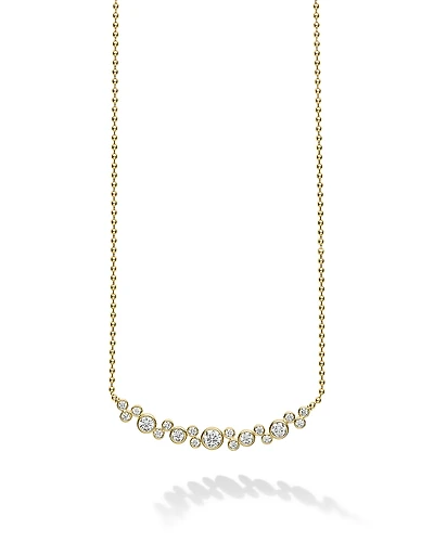 Lagos 18K Yellow Gold Fizz Diamond Bezel Cluster Collar Necklace, 16-18