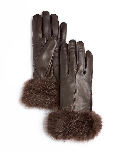 Surell Faux Fur Trim Leather Gloves