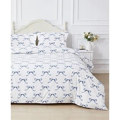 Bedford Lane Crisp Bows Percale Duvet Cover Set