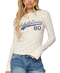 Edikted Cali Floral Ribbed Long Sleeve T Shirt