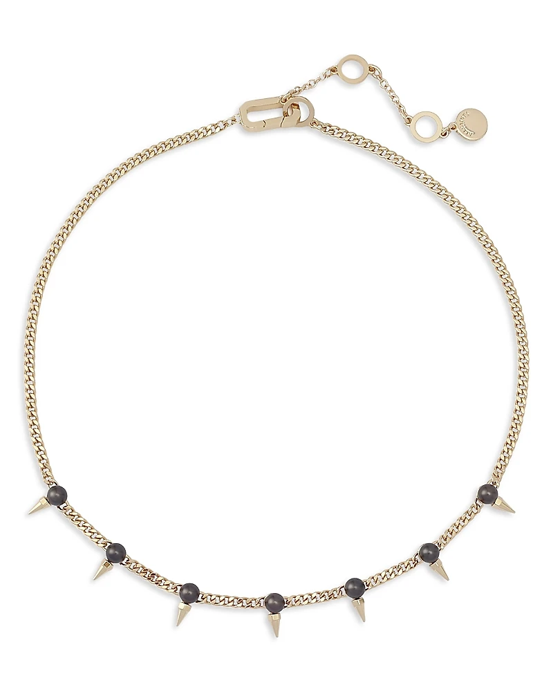 Allsaints Gray Imitation Pearl Spike Statement Necklace, 15-17