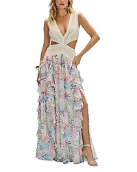PatBO Seaweed Trim Maxi Dress