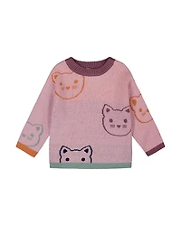Deux par Girls' Knit Jacquard Sweater - Little Kid, Big Kid