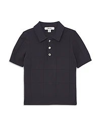 Reiss Boys' Short Sleeved Half Press Stud Stitch Detail Polo - Little Kid, Big Kid