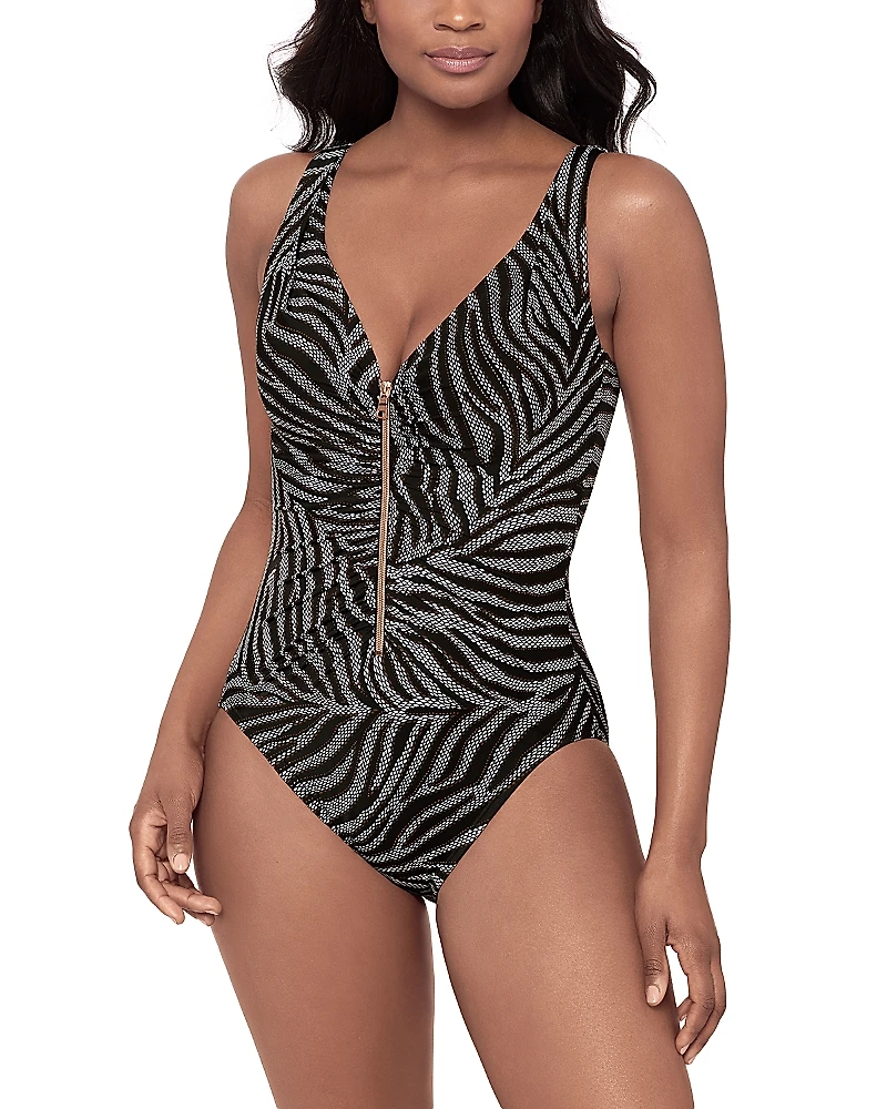Miraclesuit Zirconic Zipt One Piece Swimsuit