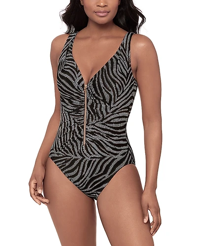 Miraclesuit Zirconic Zipt One Piece Swimsuit