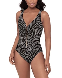 Miraclesuit Zirconic Zipt One Piece Swimsuit