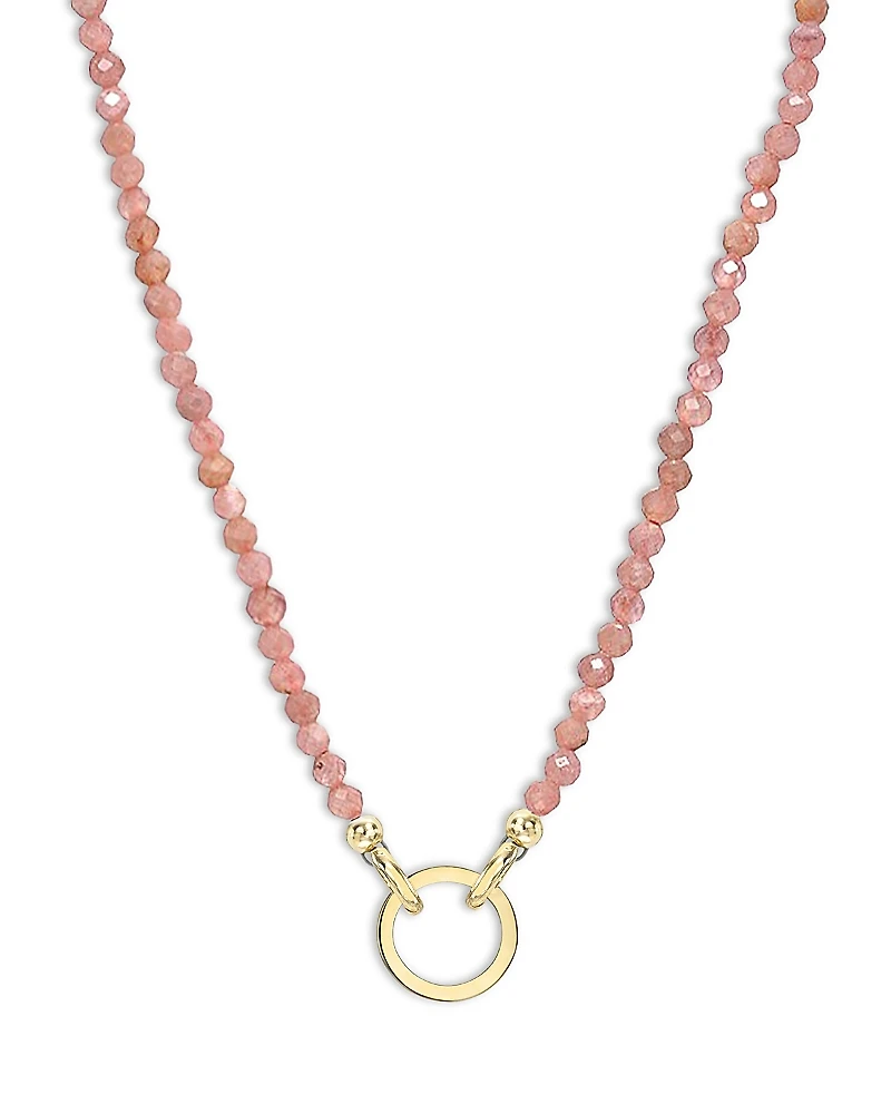 Zoe Lev 14K Yellow Gold Pink Rhodochrosite Charm Enhancer Pendant Necklace