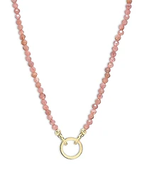 Zoe Lev 14K Yellow Gold Pink Rhodochrosite Charm Enhancer Pendant Necklace