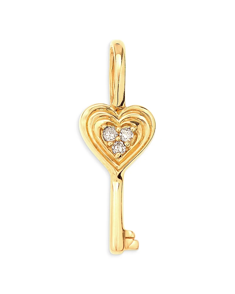 Adina Reyter 9K Yellow Gold Diamond Key Padlock Mini Charm Pendant