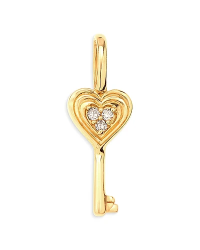 Adina Reyter 9K Yellow Gold Diamond Key Padlock Mini Charm Pendant