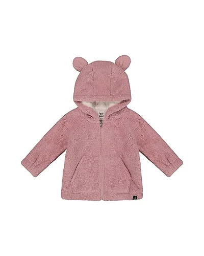 Deux par Girls' Hooded Full Zip Cat Plush Jacket - Little Kid, Big Kid