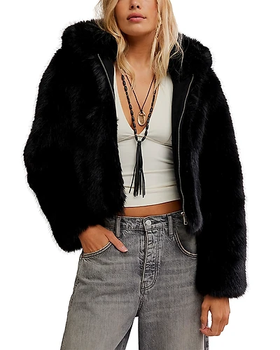 Free People Louder Please Faux Fur Coat