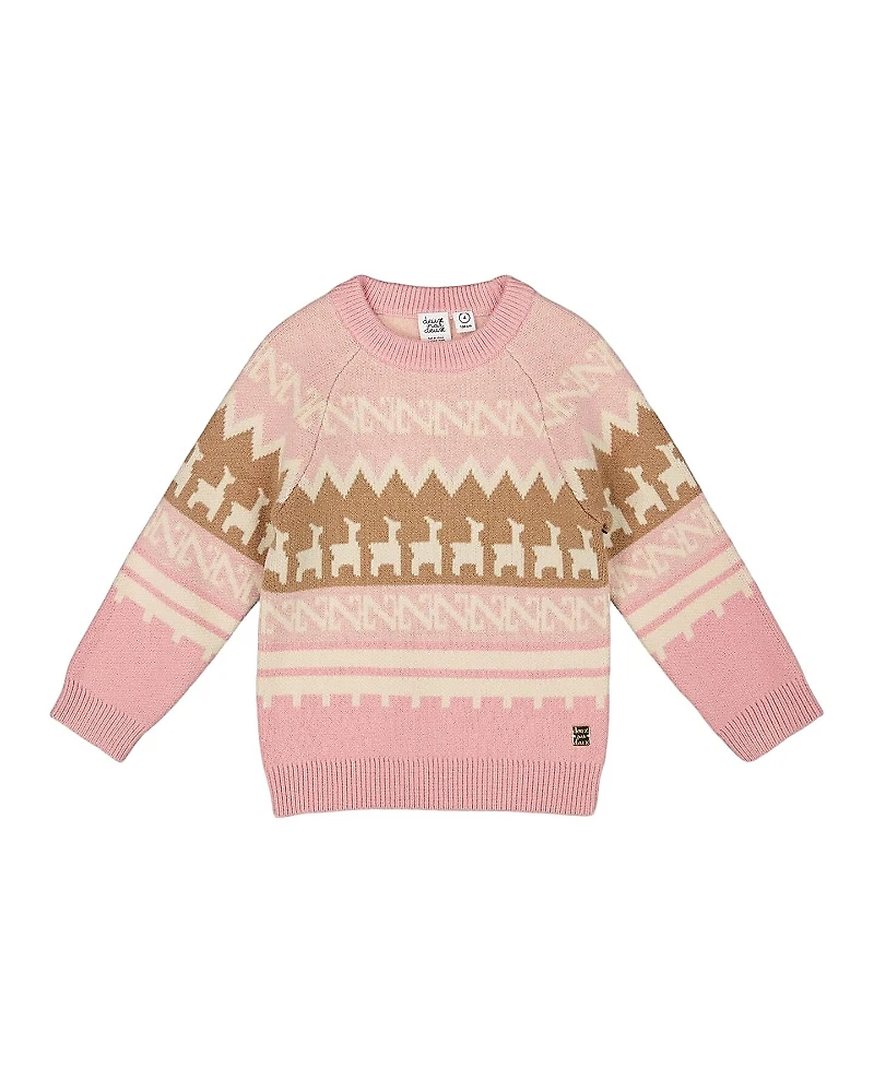 Deux par Girls' Llama Jacquard Sweater