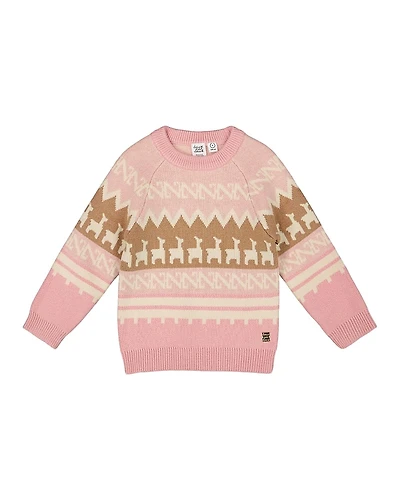 Deux par Girls' Llama Jacquard Sweater - Big Kid