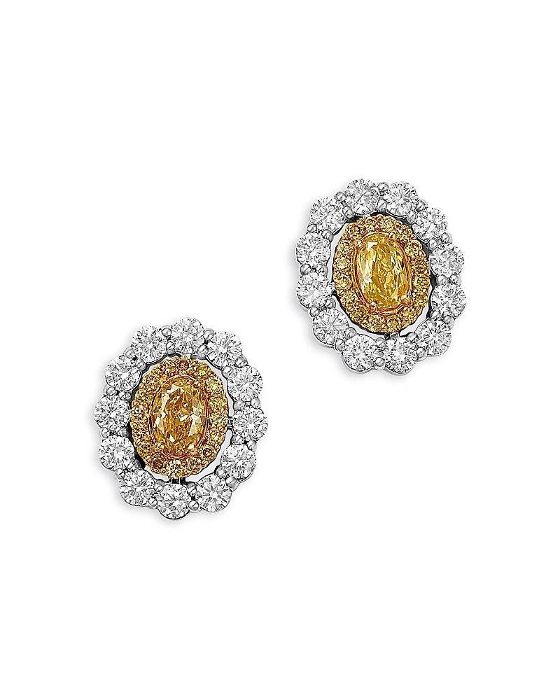 Bloomingdale's Fine Collection White & Yellow Diamond Halo Stud Earrings
