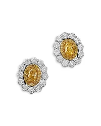 Bloomingdale's Fine Collection White & Yellow Diamond Halo Stud Earrings