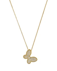 Roberto Coin 18K Yellow Gold Jasmine Diamond Pave Butterfly Pendant Necklace, 16-18