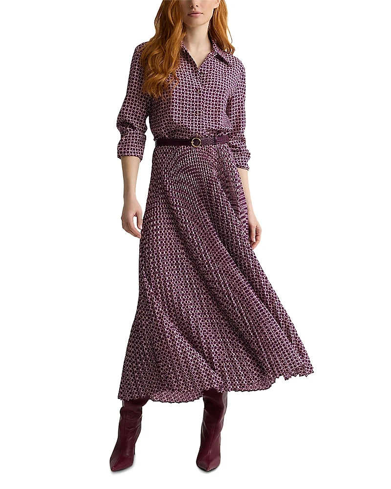 St. John Printed Long Sleeve Shirt Dress