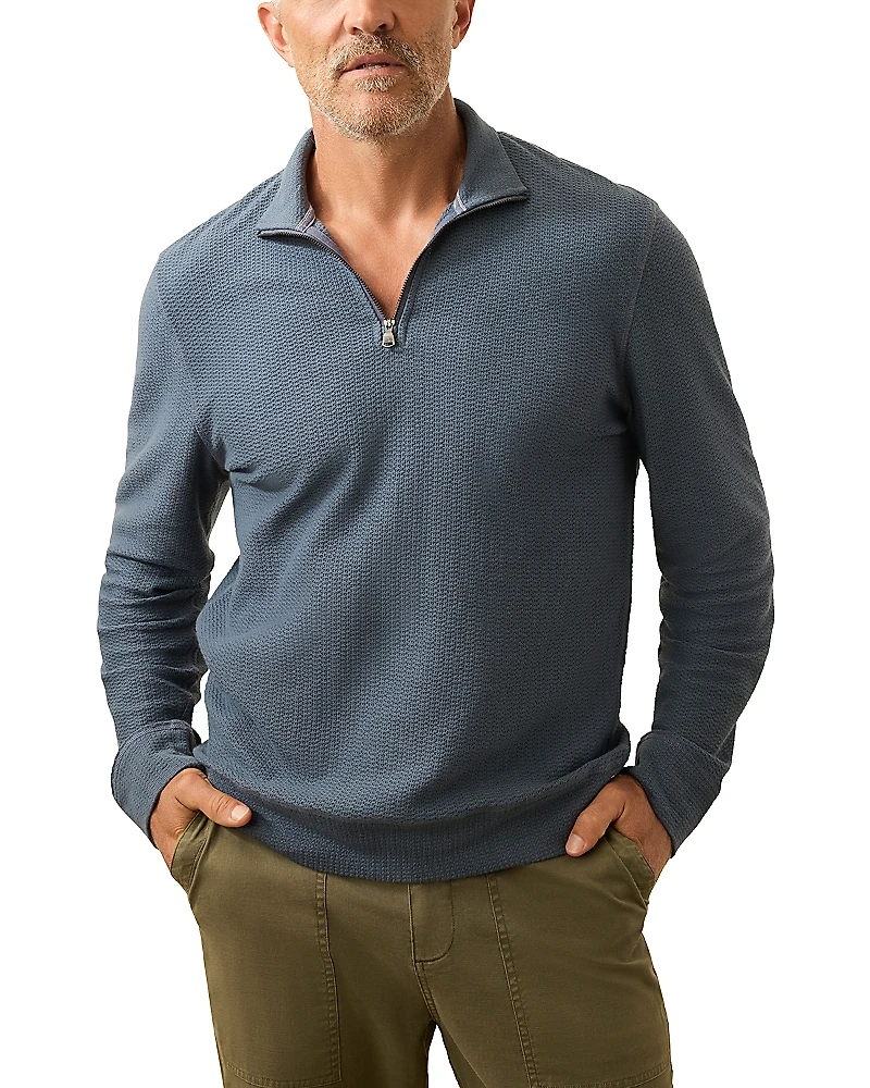 Faherty Textured Knit Quarter Zip Sweater