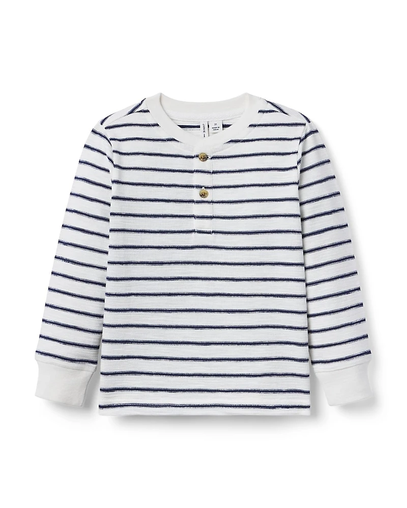 Janie and Jack Boys' Striped Henley Tee - Little Kid, Big Kid