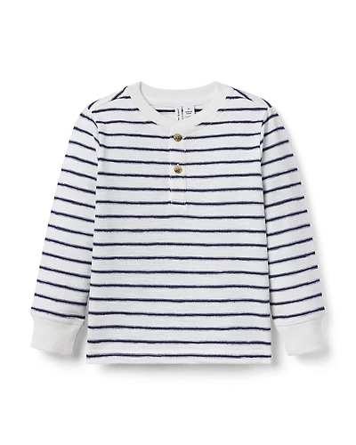Janie and Jack Boys' Striped Henley Tee - Little Kid, Big Kid