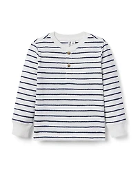 Janie and Jack Boys' Striped Henley Tee - Little Kid, Big Kid