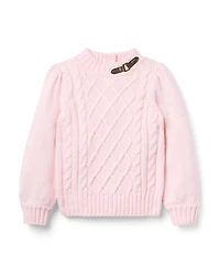 Janie and Jack Girls' The Equestrian Cable Sweater - Little Kid, Big Kid