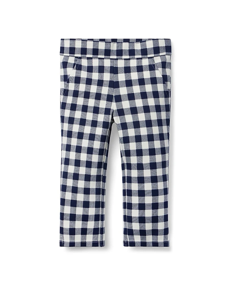Janie and Jack Girls' Gingham Ponte Pant - Little Kid, Big Kid