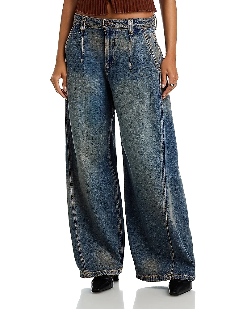 Free People Block Party Pleated Wide Leg Pants