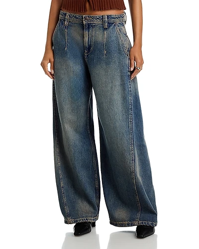 Free People Block Party Pleated Wide Leg Pants