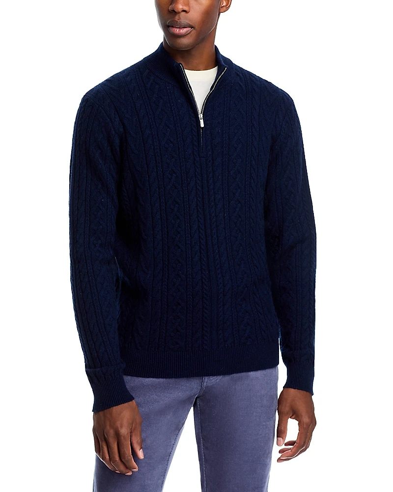 Peter Millar Crescent Ridge Cable Knit Quarter Zip Sweater