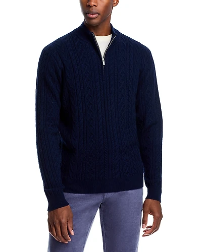 Peter Millar Crescent Ridge Cable Knit Quarter Zip Sweater