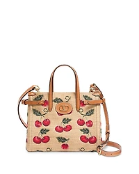 Valentino Garavani Antibes Small Cherryfic VLogo Raffia Shopping Tote Bag