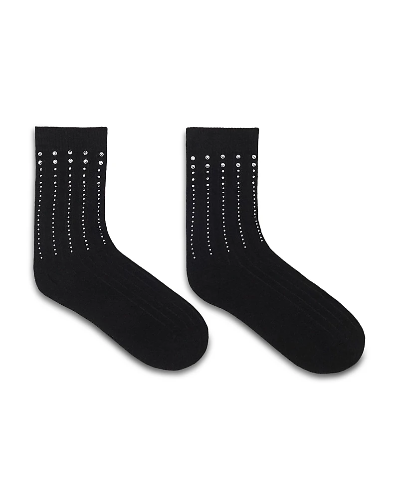 Maje Rhinestone Cotton Socks