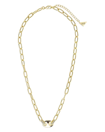 Sterling Forever Bliss Pave Link Pendant Necklace