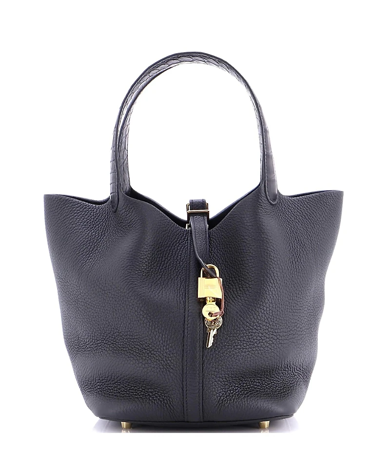 Pre-Owned Hermes Mm Touch Picotin Lock Bag Clemence with Matte Alligator