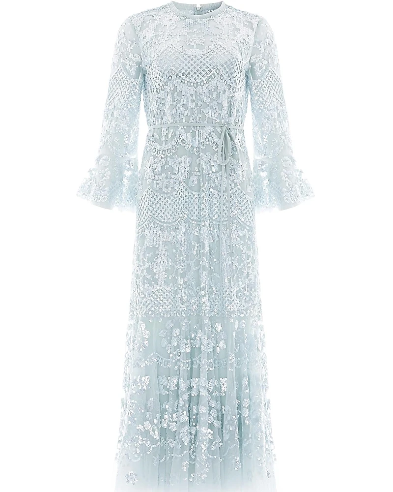 Needle & Thread Snowdrop 3/4 Sleeve Crew Neck Ankle Gown