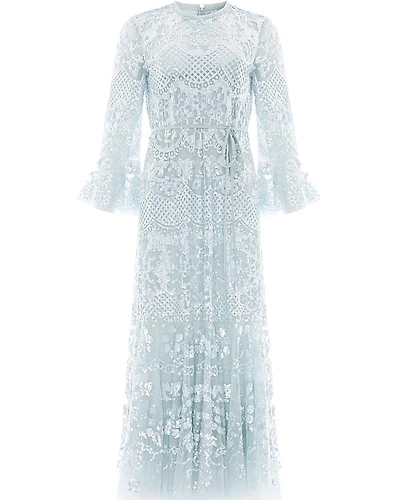 Needle & Thread Snowdrop 3/4 Sleeve Crew Neck Ankle Gown