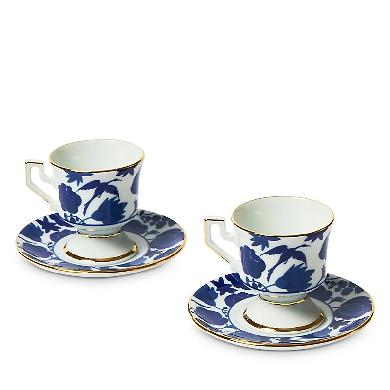 La DoubleJ Wildbird Espresso Cup & Saucer Plate, Set of 2
