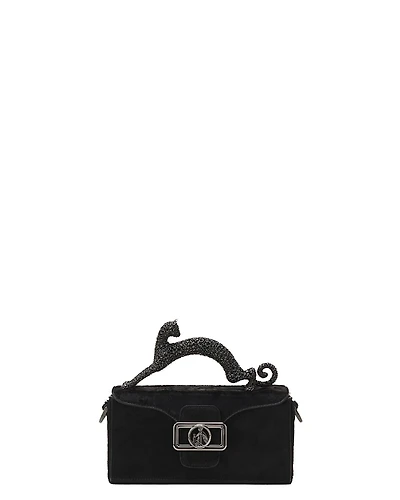 Lanvin Pencil Cat Nano Leather Bag With Pony Effect And Rhinestones