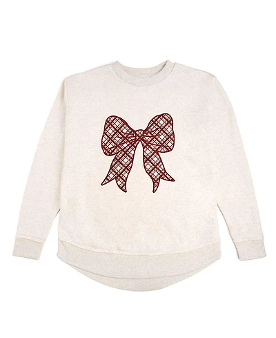 Sweet Wink Women's Christmas Plaid Bow Patch Sweatshirt