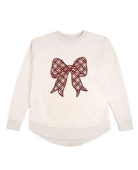Sweet Wink Women's Christmas Plaid Bow Patch Sweatshirt