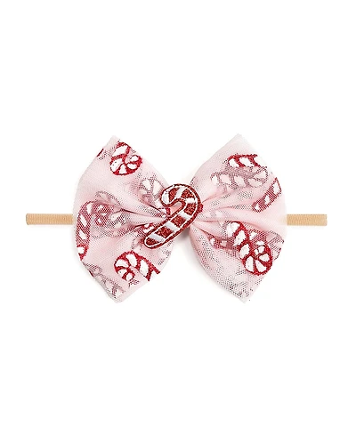Sweet Wink Girls' Candy Cane Confetti Christmas Tulle Bow Headband - Baby