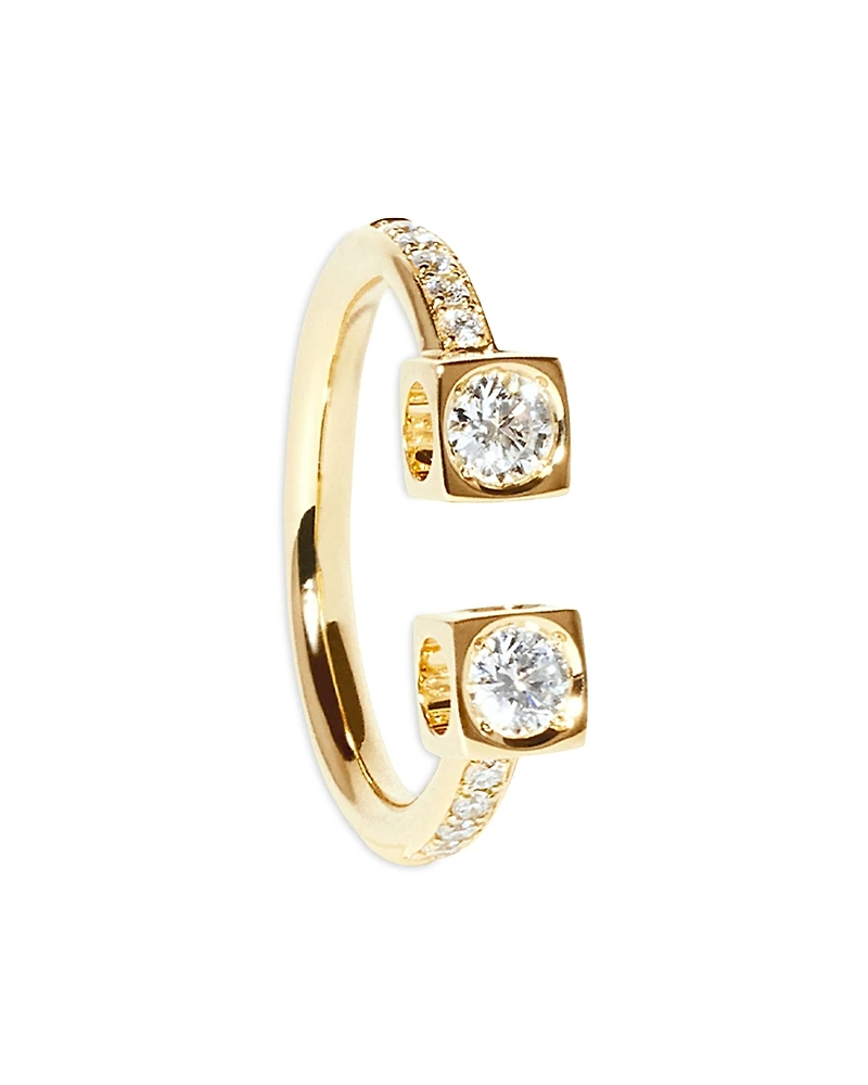 Dinh Van 18K Yellow Gold Le Cube Diamant Diamond Cube & Channel Set Cuff Ring