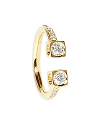 Dinh Van 18K Yellow Gold Le Cube Diamant Diamond Cube & Channel Set Cuff Ring